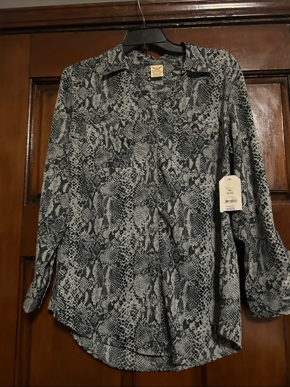 White Stag Black and Gray Snake-Print Button-Down Shirt